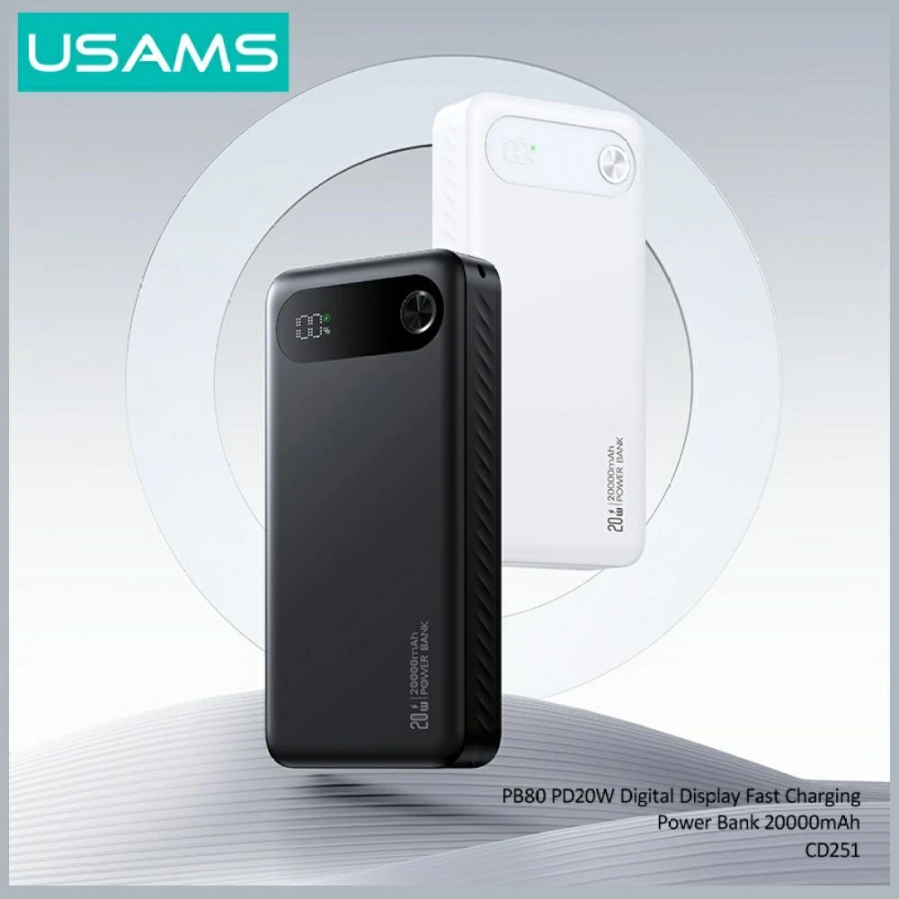 USAMS PB80 Power Bank PD20W 20000mAh juodas