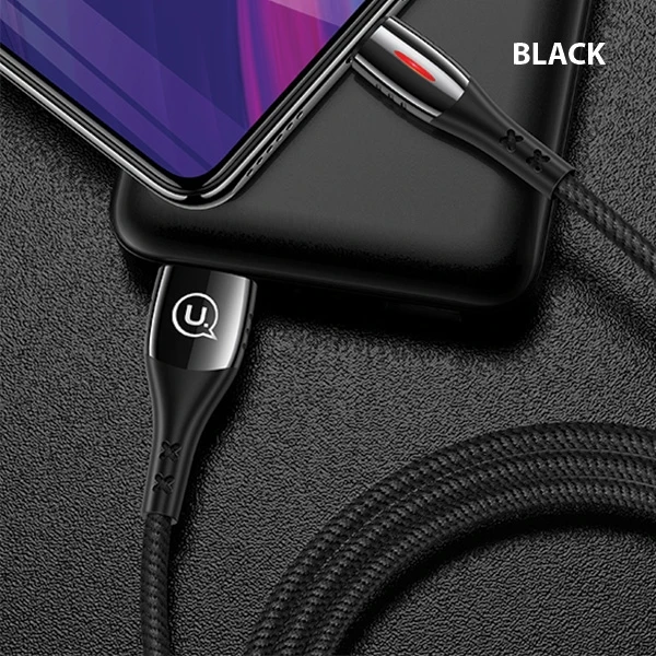 USAMS pintas U-Tone microUSB kabelis 1.2m, su išjungimo funkcija, 2A, greito įkrovimo, juodos spalvos SJ346USB01 (US-SJ346)