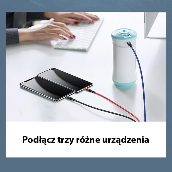 USAMS Pintas laidas U26 3in1 0.35m 2A greitas įkrovimas (lightning/microUSB/USB-C) SJ410USB01 (US-SJ410)