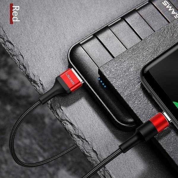 USAMS U5 USB-C 2A krovimo ir informacijos perdavimo laidas, Juoda/Raudona