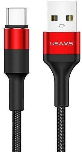 USAMS U5 USB-C 2A krovimo ir informacijos perdavimo laidas, Juoda/Raudona
