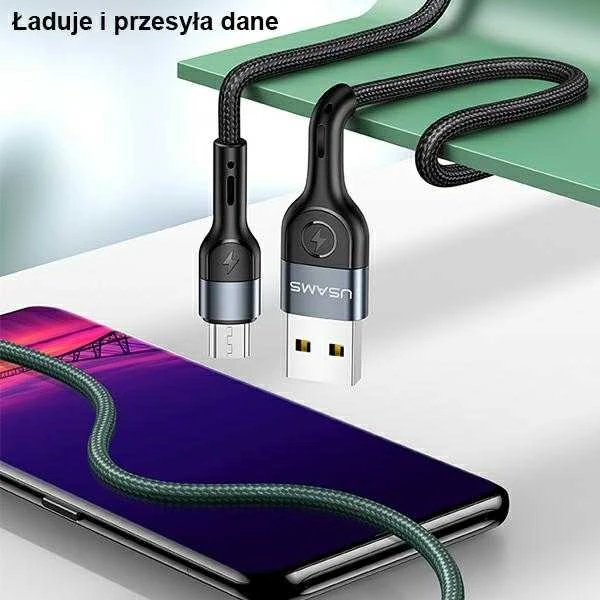 USAMS Braided Kabelis U55 2A micro USB 1pc for set U55 žalios spalvos 1m SJ450USBSG02 (US-SJ450)
