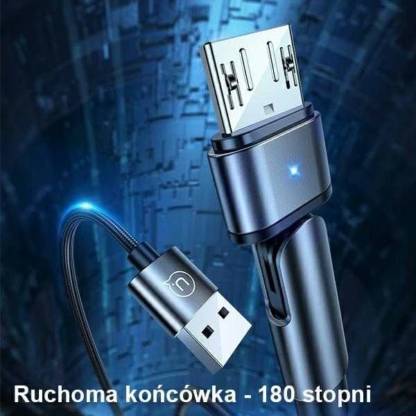 USAMS Braided Rotating Kabelis U60 2A microUSB žalios spalvos 1m SJ478USB02 (US-SJ478)