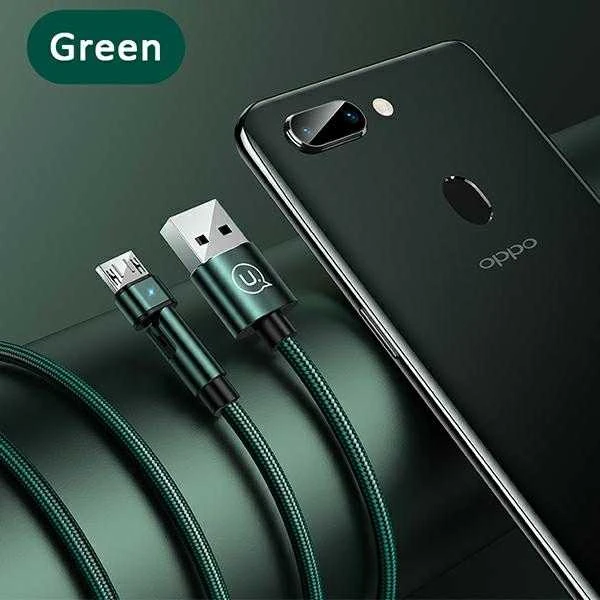 USAMS Braided Rotating Kabelis U60 2A microUSB žalios spalvos 1m SJ478USB02 (US-SJ478)