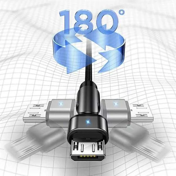 USAMS Braided Rotating Kabelis U60 2A microUSB žalios spalvos 1m SJ478USB02 (US-SJ478)