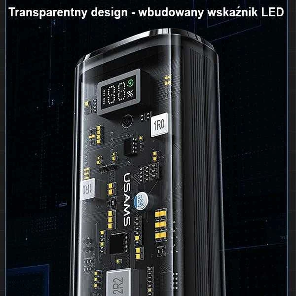 USAMS išorinė baterija 9000mAh PD 20W QC3.0+PD dviejų prievadų greito įkrovimo juodas 10KCD18901 (US-CD189)