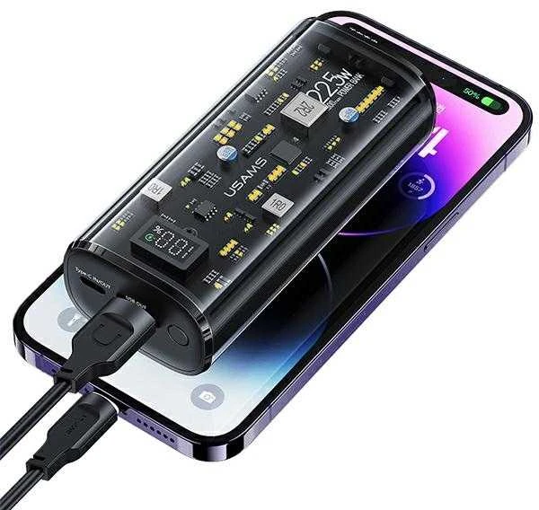 USAMS išorinė baterija 9000mAh PD 20W QC3.0+PD dviejų prievadų greito įkrovimo juodas 10KCD18901 (US-CD189)