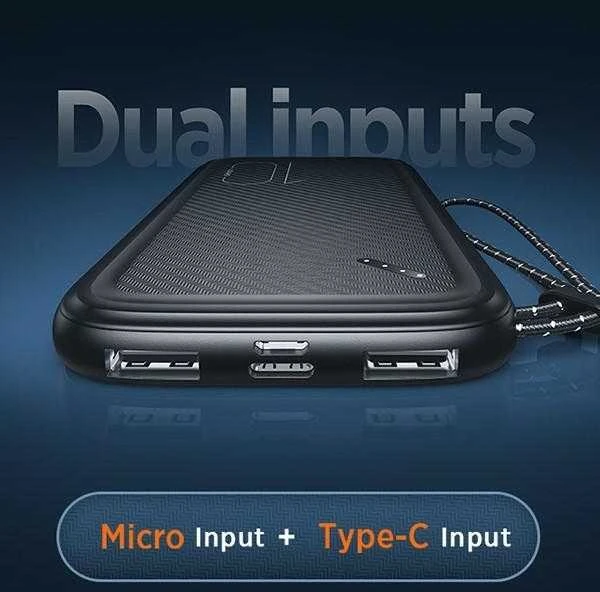 USAMS US-CD150 PB56 2X-USB 10000mAh Juodas