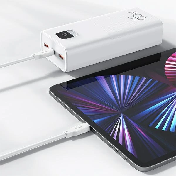 USAMS Powerbank PB68 30000mAh 65WQC3.0+PD Fast Charge + USB-C/USB-C cable 100W baltas ATXLOGTCT