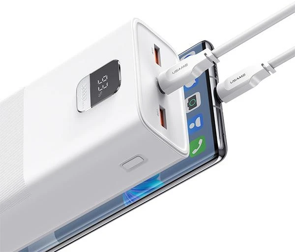 USAMS Powerbank PB68 30000mAh 65WQC3.0+PD Fast Charge + USB-C/USB-C cable 100W baltas ATXLOGTCT