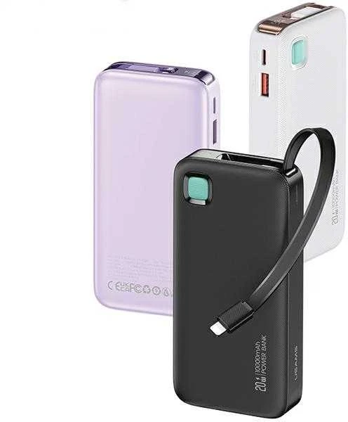 USAMS nešiojama baterija su ištraukiamu laidu, ištraukiamas „Lightning“ 10000 mAh PD 20W greito įkrovimo XY serijos p