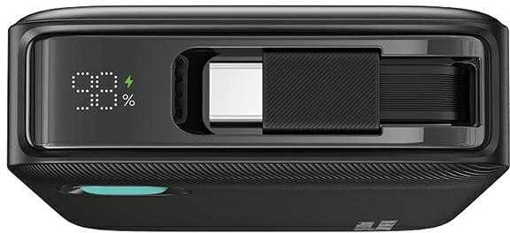USAMS nešiojama baterija su ištraukiamu USB-C laidu, 10000 mAh PD 20W greito įkrovimo XY serijos juodos spalvos