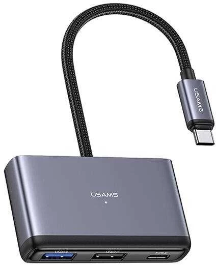 USAMS Adapteris HUB 5in1 USB 2.0/USB 3.0/USB-C/TF/SD pilka/dark pilka SJ628HUB01 (US-SJ628)
