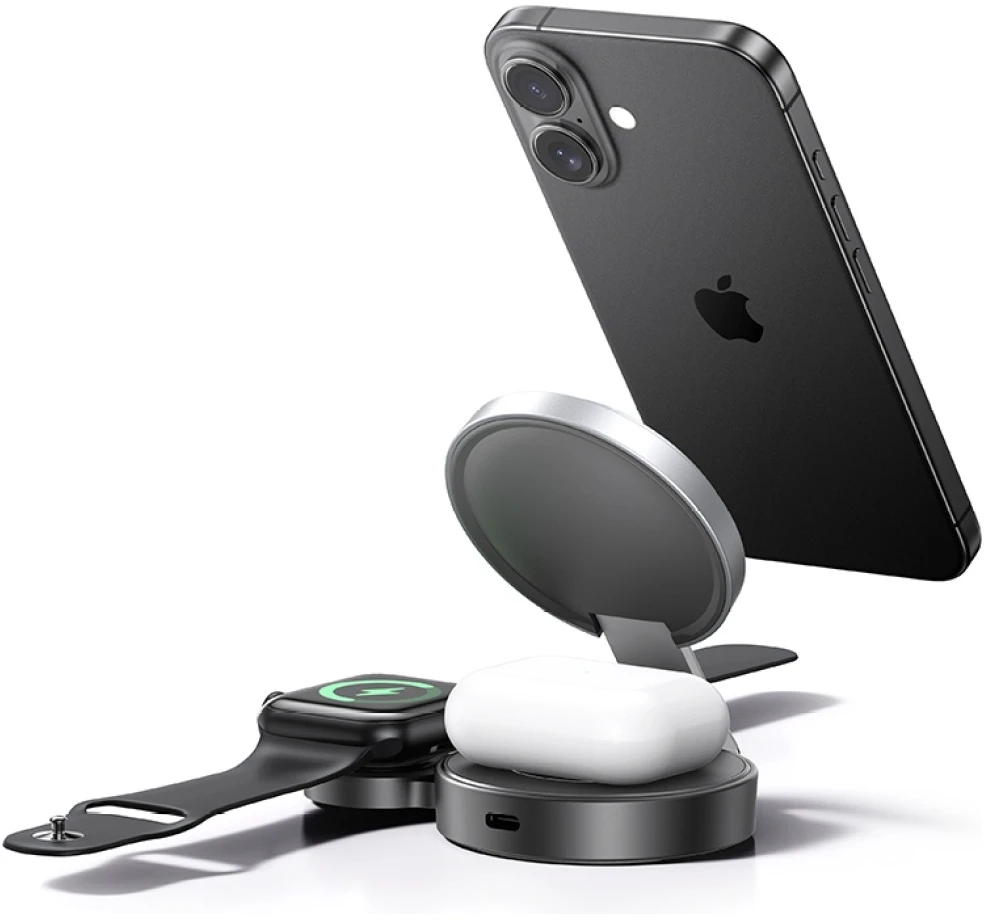 USAMS sulankstomas 3 viename 15W indukcinis telefono/Apple Watch/ausinės įkrovimas CD234WXC01 (US-CD234)