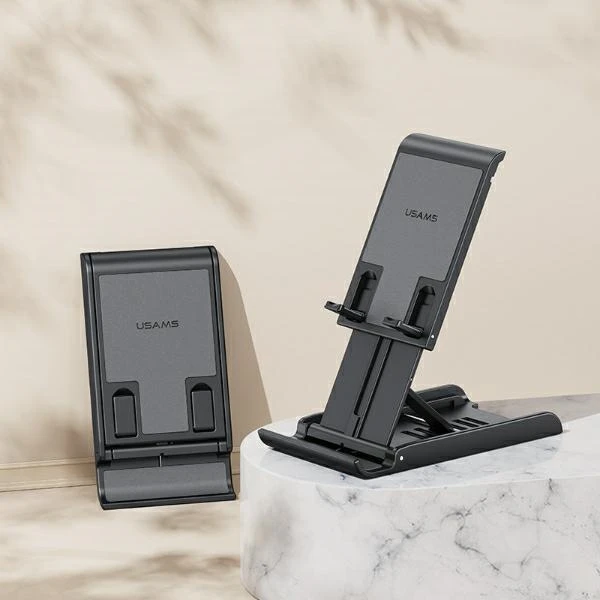 USAMS Foldable desk stand skirtas phone/tablet baltas ZJ073ZJ02 (US-ZJ073)