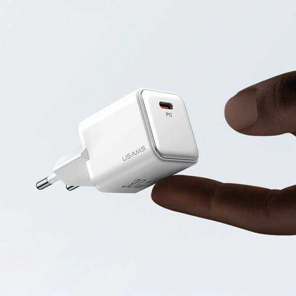 USAMS įkroviklis 1xUSB-C PD30W 3A (tik antgalis) PD3.0 greito įkrovimo baltos spalvos X-ron serijos CC186TC02