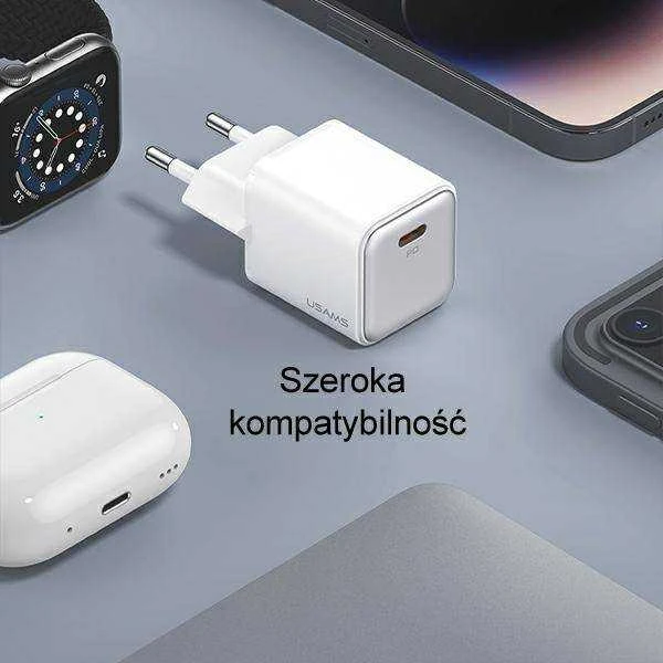 USAMS įkroviklis 1xUSB-C PD30W 3A (tik antgalis) PD3.0 greito įkrovimo baltos spalvos X-ron serijos CC186TC02
