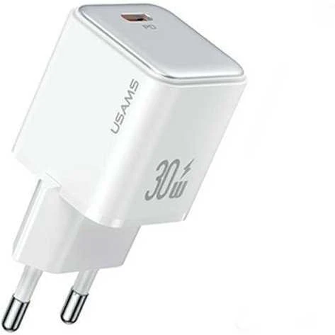 USAMS įkroviklis 1xUSB-C PD30W 3A (tik antgalis) PD3.0 greito įkrovimo baltos spalvos X-ron serijos CC186TC02