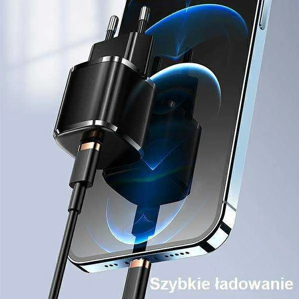USAMS Laidinis įkroviklis 1xUSB-C T36 mini 20W + USB-C to Lightning cable juodos spalvos PD3.0 Fast Charging XFKXLO
