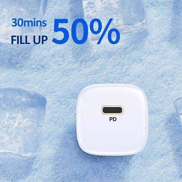USAMS Laidinis įkroviklis 1xUSB-C T36 mini 20W + USB-C to Lightning cable juodos spalvos PD3.0 Fast Charging XFKXLO