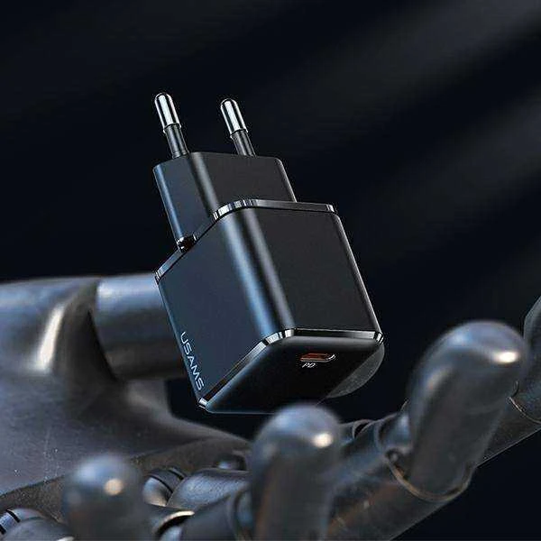 USAMS Laidinis įkroviklis 1xUSB-C T45 mini 30W (only head) PD3.0 Fast Charging juodos spalvos CC148TC01 (US-CC14)