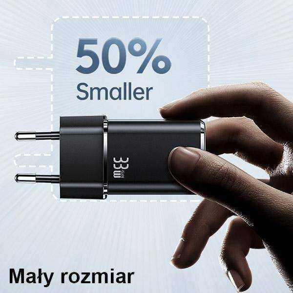 USAMS Laidinis įkroviklis 1xUSB-C+1xUSB T43 33W PD3.0 + QC3.0 + U63 cable USB-C to Lightning juodos spalvos USKT