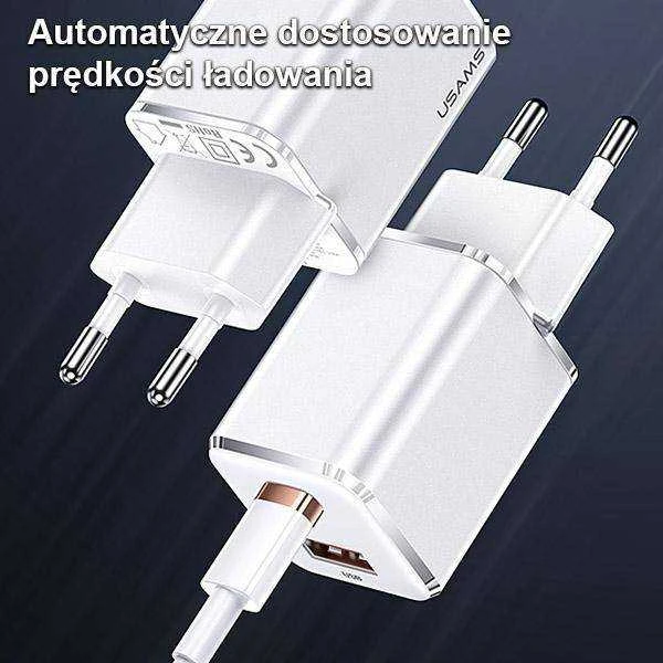 USAMS Laidinis įkroviklis 1xUSB-C+1xUSB T43 33W PD3.0 + QC3.0 + U63 cable USB-C to Lightning juodos spalvos USKT