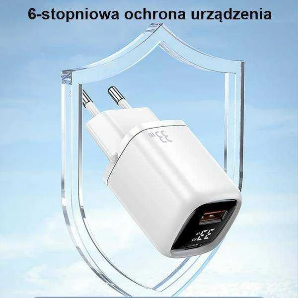 USAMS Laidinis įkroviklis 1xUSB-C + 1xUSB T46 33W (only head) PD3.0 + QC3.0 Fast Charging baltos spalvos CC152TC02