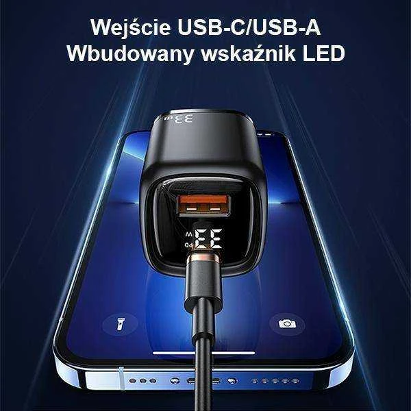 USAMS Laidinis įkroviklis 1xUSB-C + 1xUSB T46 33W (only head) PD3.0 + QC3.0 Fast Charging baltos spalvos CC152TC02