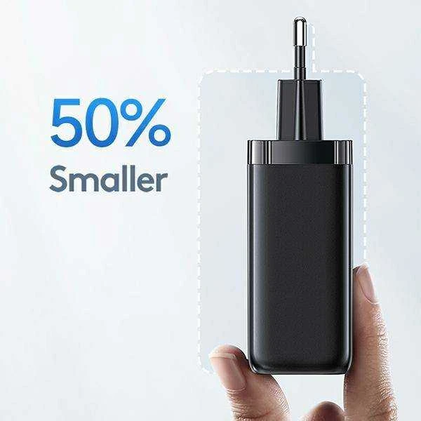 USAMS Laidinis įkroviklis 1xUSB-C+1xUSB T47 65W (only head) PD Fast Charging Super Si juodos spalvos CC153TC01(US-CC