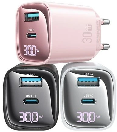 USAMS CC229 30W GaNUSB-C/USB-A greito įkrovimo XC serijos Baltas CC229TC02