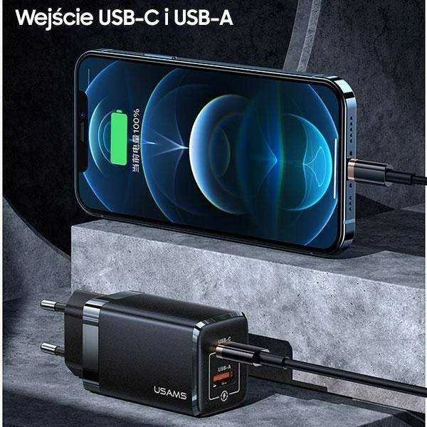 USAMS Tinklo įkroviklis T41 USB-C+USB GaN 47W PD+QC (only head) Fast Charging baltos spalvos CC137TC02 (US-CC137)