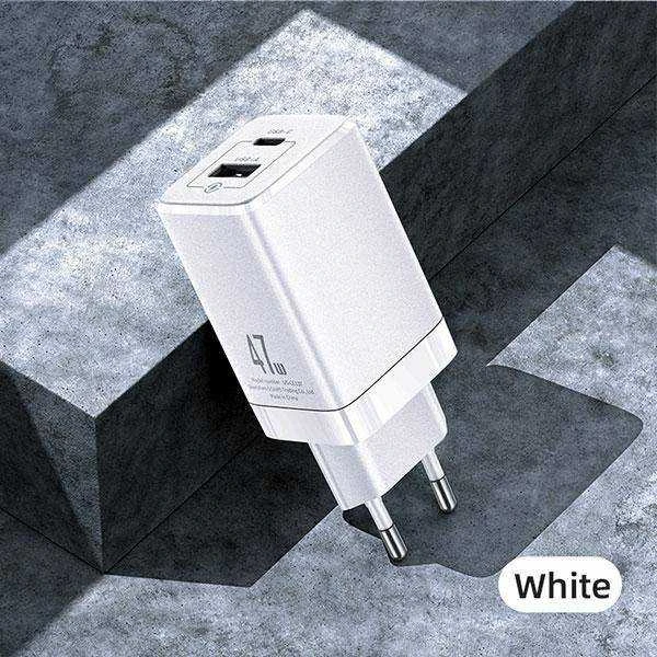 USAMS Tinklo įkroviklis T41 USB-C+USB GaN 47W PD+QC (only head) Fast Charging baltos spalvos CC137TC02 (US-CC137)