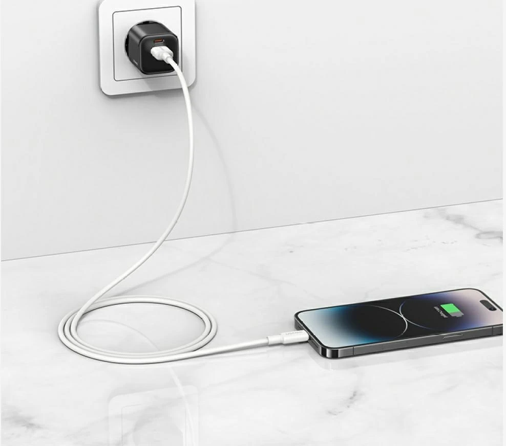 USAMS U90 kabelis 2.4A USB-A į Lightning baltas
