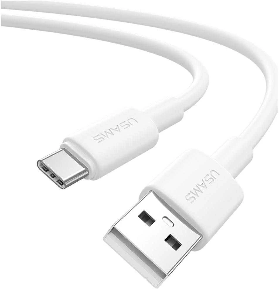 USAMS U90 kabelis 3A USB-A į USB-C baltos spalvos
