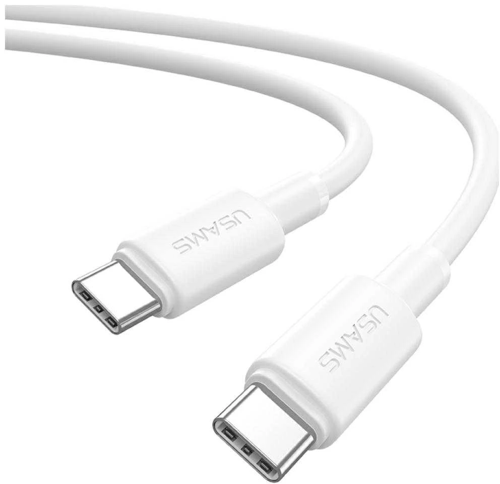 USAMS U90 kabelis 60W USB-C į USB-C baltos spalvos