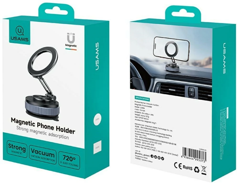 USAMS ZJ084 telefono laikiklis su magnetiniu patamsėjimu