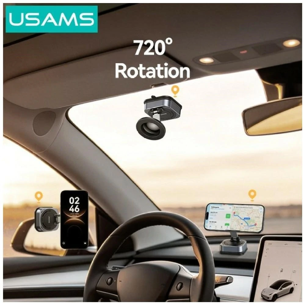 USAMS ZJ093 Universal Magnetic Phone Holder for Car, Home and Office juodos spalvos