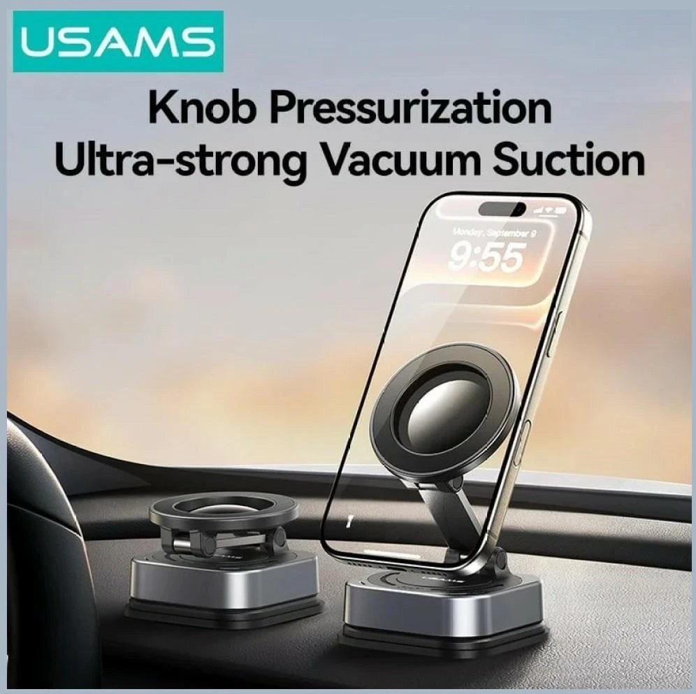 USAMS ZJ093 Universal Magnetic Phone Holder for Car, Home and Office juodos spalvos