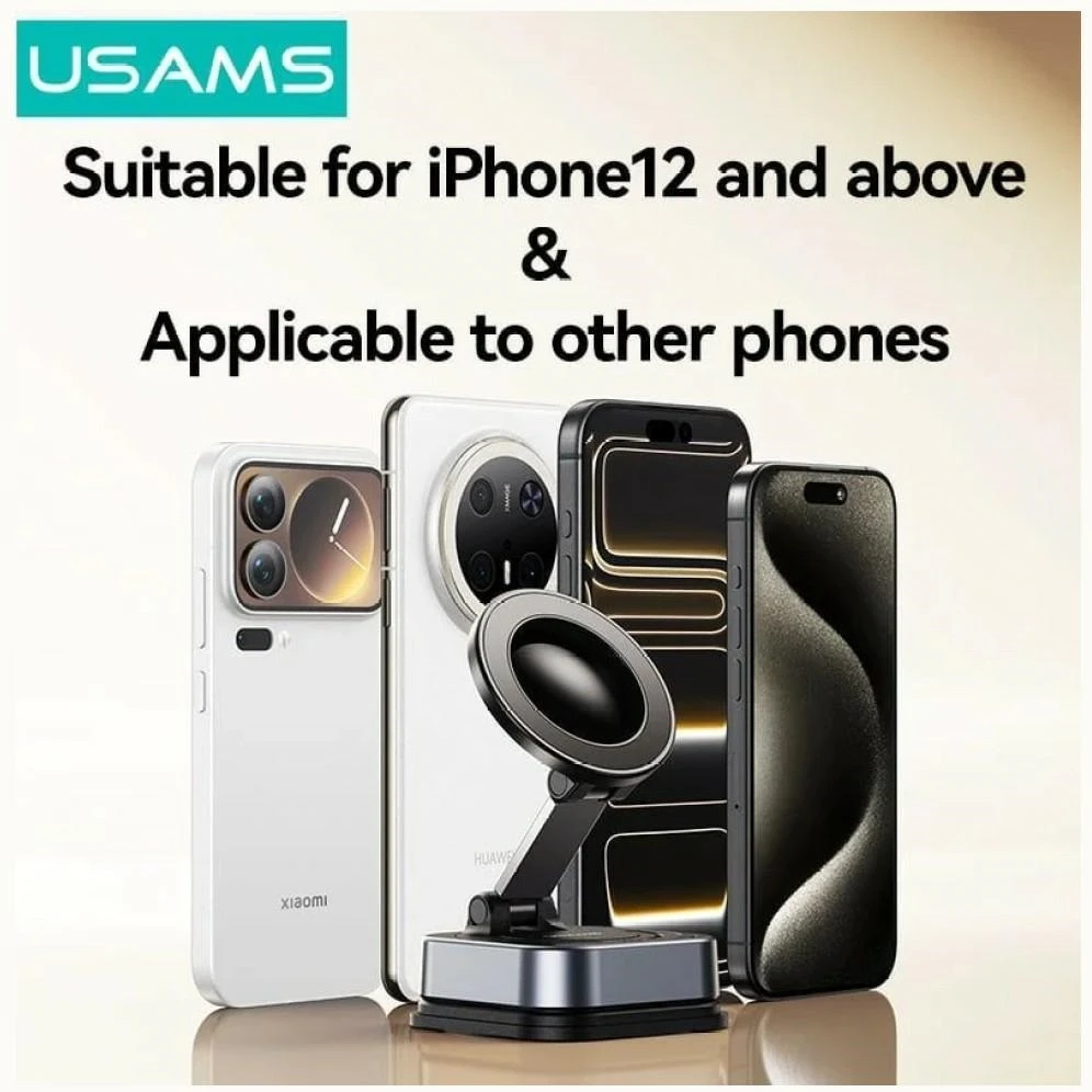 USAMS ZJ093 Universal Magnetic Phone Holder for Car, Home and Office juodos spalvos