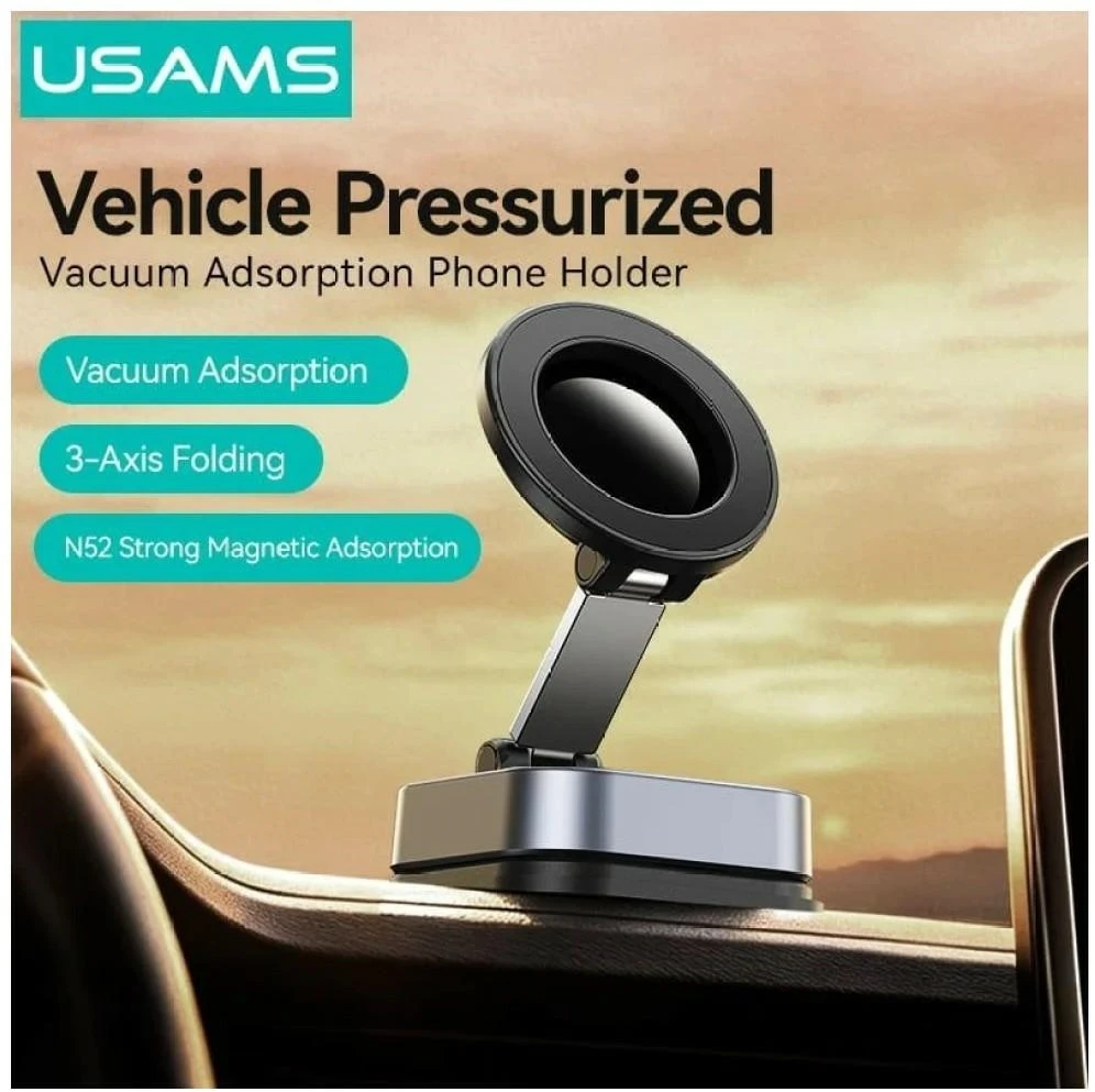 USAMS ZJ093 Universal Magnetic Phone Holder for Car, Home and Office juodos spalvos