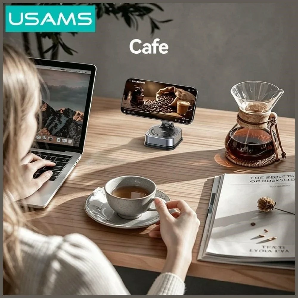 USAMS ZJ093 Universal Magnetic Phone Holder for Car, Home and Office juodos spalvos