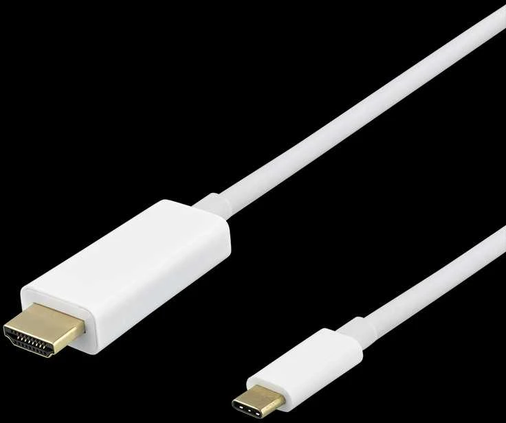 USB-C - HDMI kabelis DELTACO 4K UHD, paauksuotos jungtys, 2m, baltas / USBC-HDMI1021-K / 00140022