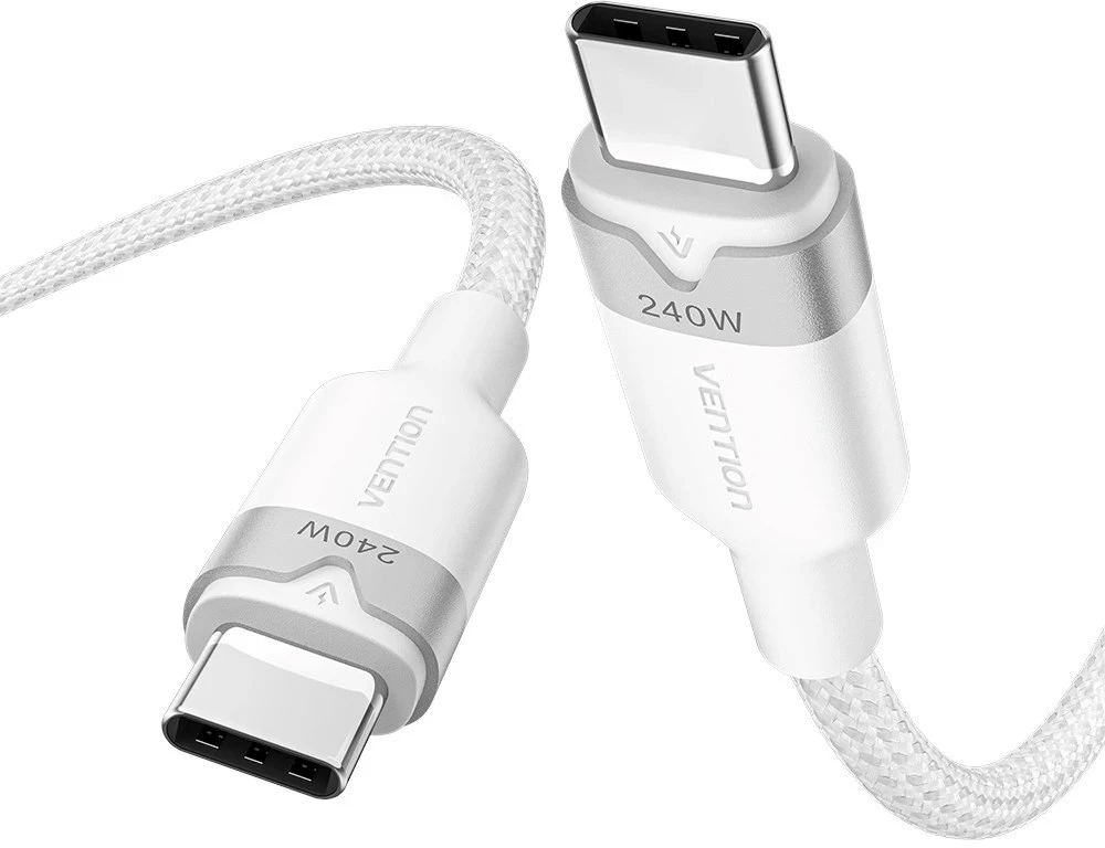 USB-C į C 2.0 Vention PD 3.1 5A 240W 2m baltos spalvos kabelis