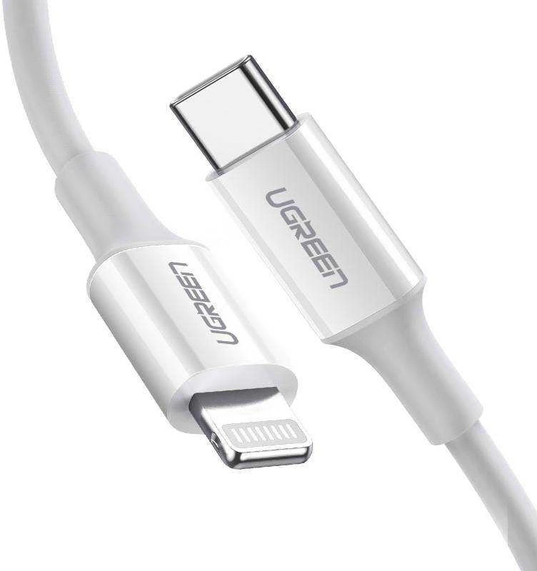 USB-C prie Lightning kabelis UGREEN US171, 3A, 0,25 m (baltas)
