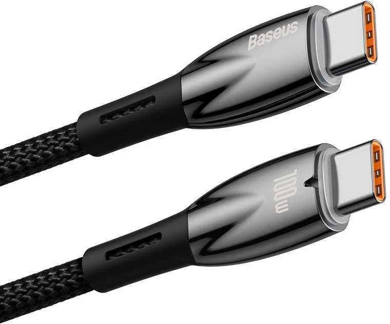 Baseus Glimmer USB-C – USB-C įkroviklis, 100W, 1m (fekete)