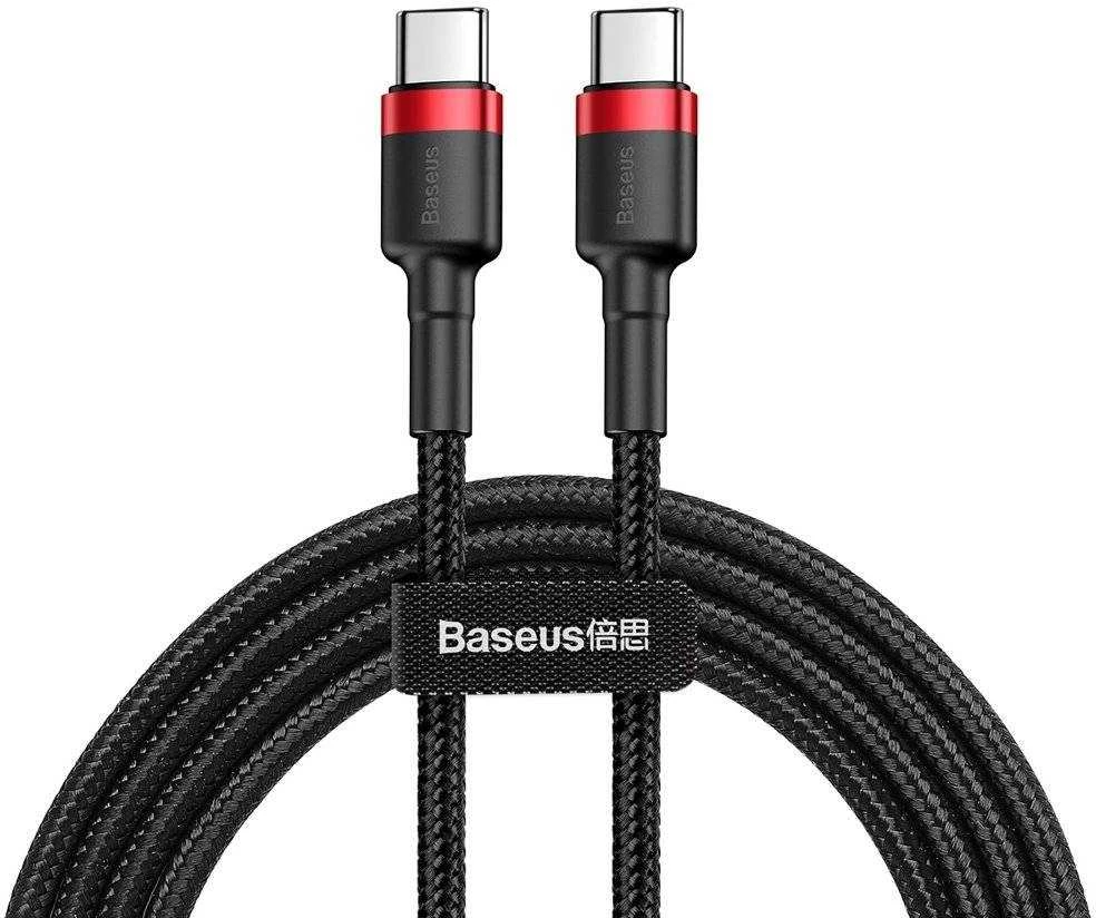 Kabelis Baseus USB2.0 C-USB C kištukas 1 m, su nailoniniu šarvu Cafule, raudonas/juodas