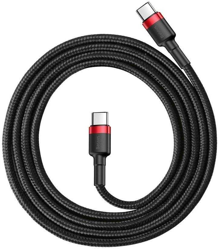 Kabelis Baseus USB2.0 C-USB C kištukas 1 m, su nailoniniu šarvu Cafule, raudonas/juodas