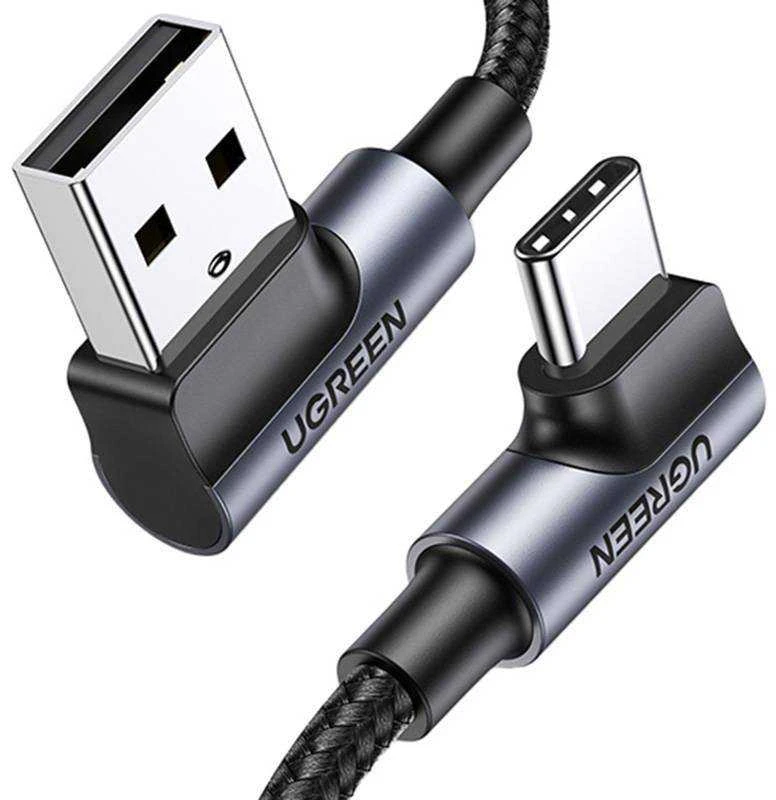 USB-C į USB-A 2.0 kampinis laidas UGREEN US176, 3A, 3m - Juodas