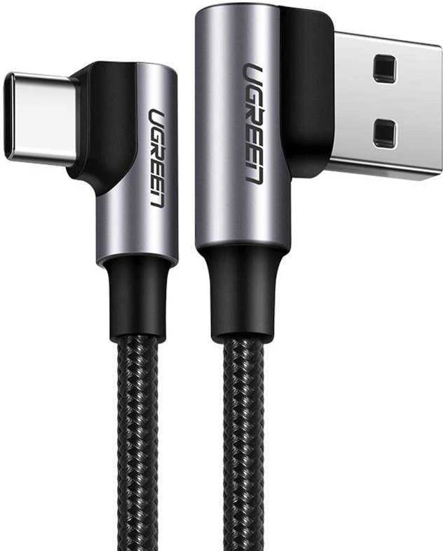 USB-C į USB-A 2.0 kampinis laidas UGREEN US176, 3A, 3m - Juodas